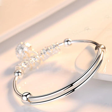 Fine 925 Sterling Silver hollow Bells ball bangles adjustable Bracelets for Women Fashion Holiday gifts Party wedding Jewelry - The Jewellery Supermarket
